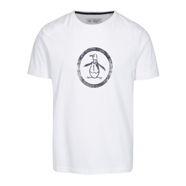 Tricou alb cu print - Original Penguin Distressed