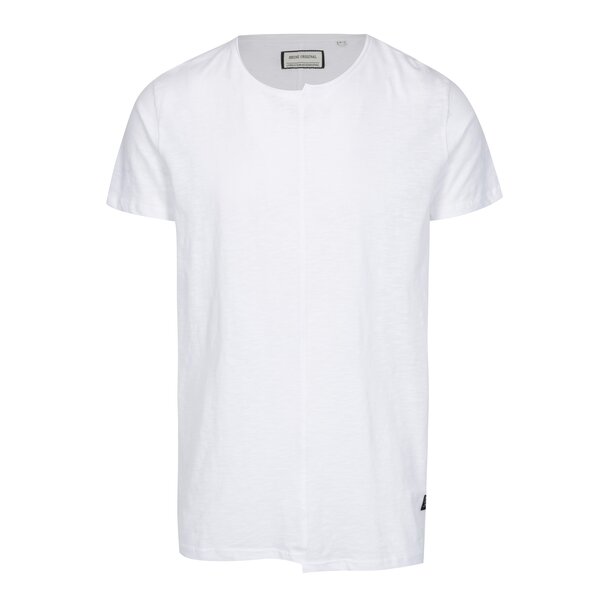 Tricou alb asimetric cu cusatura frontala - Shine Original