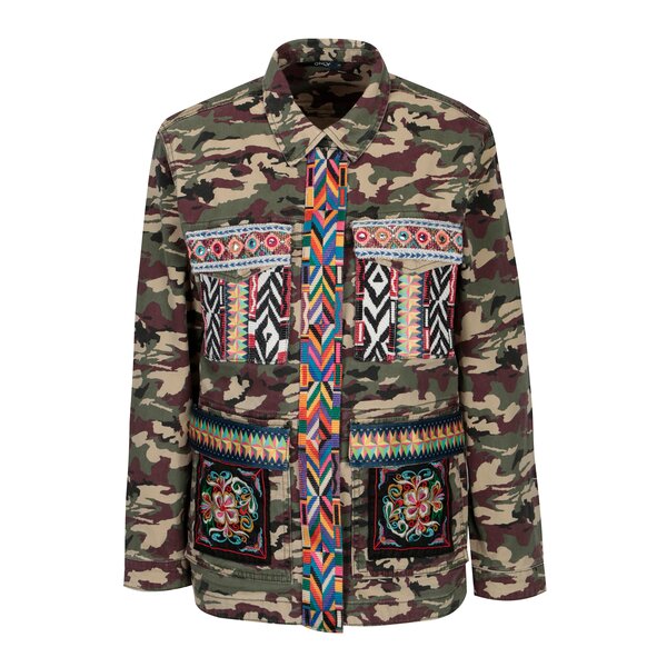 Jacheta cu print camuflaj si broderie ONLY Audrey