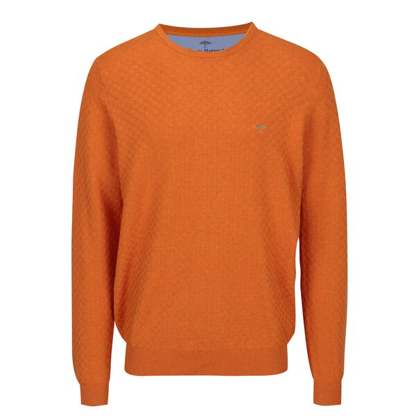 Pulover oranj cu model geometric si logo brodat - Fynch-Hatton