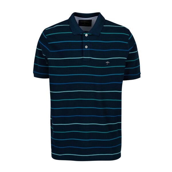 Tricou bleumarin cu dungi si logo brodat - Fynch-Hatton