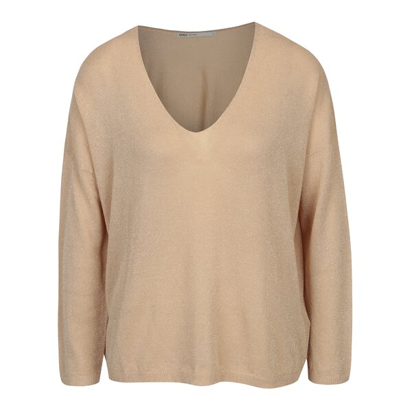 Pulover oversized bej cu fir metalic ONLY Geena