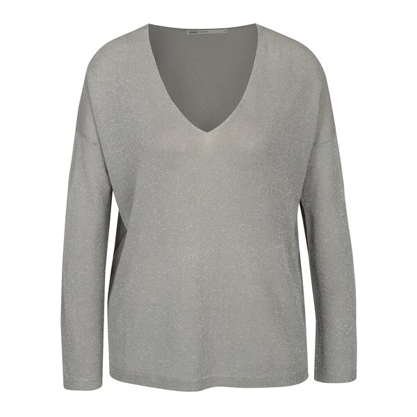 Pulover oversized gri cu fir metalic ONLY Geena