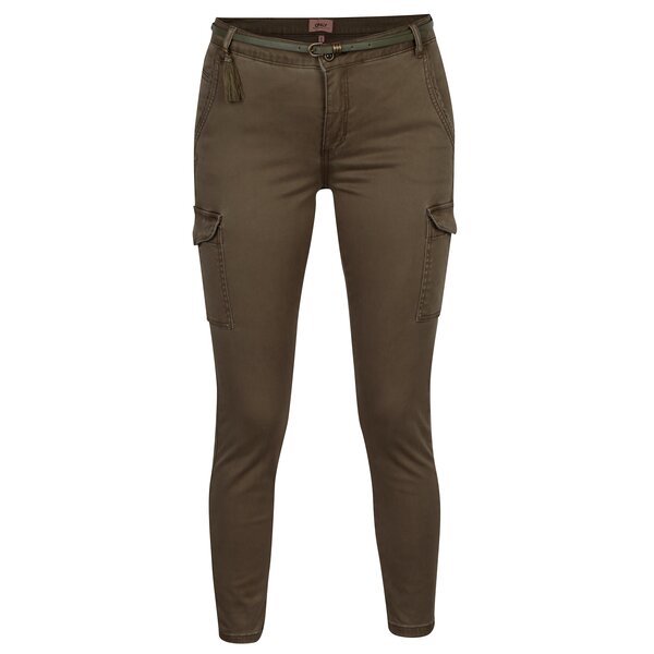 Pantaloni cargo kaki cu curea ONLY Cole