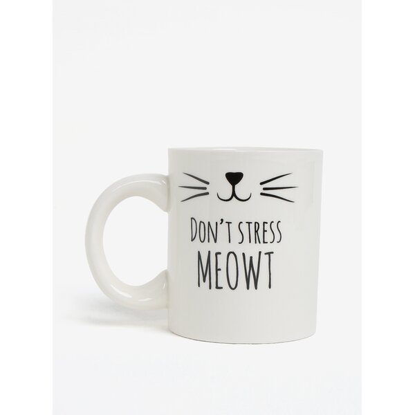 Cana alba cu print pisica si text Sass & Belle Cat´s Whiskers