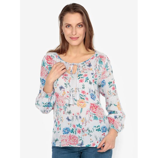 Bluza lejera crem cu print floral M&Co