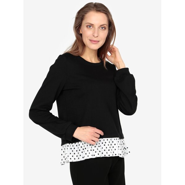 Bluza neagra subtire cu terminatie cu buline - VERO MODA Linit
