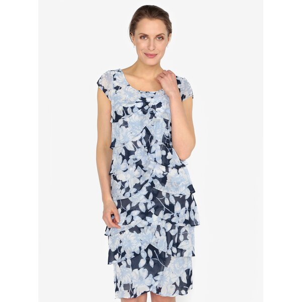 Rochie albastra cu volane suprapuse si print floral M&Co