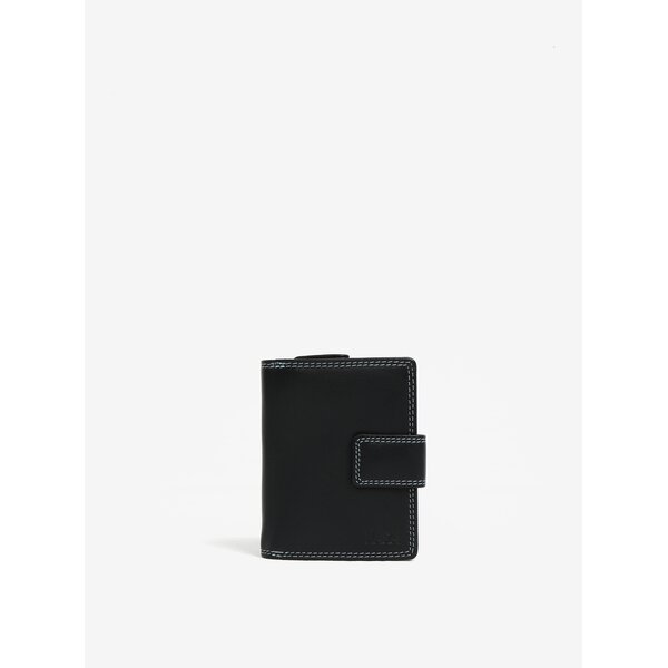 Portofel negru din piele cu interior multicolor pentru femei - KARA