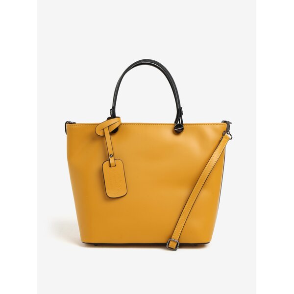 Geanta shopper galbena din piele naturala KARA