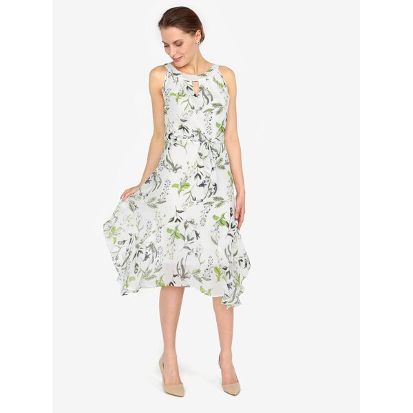 Rochie asimetrica crem cu print floral - M&Co