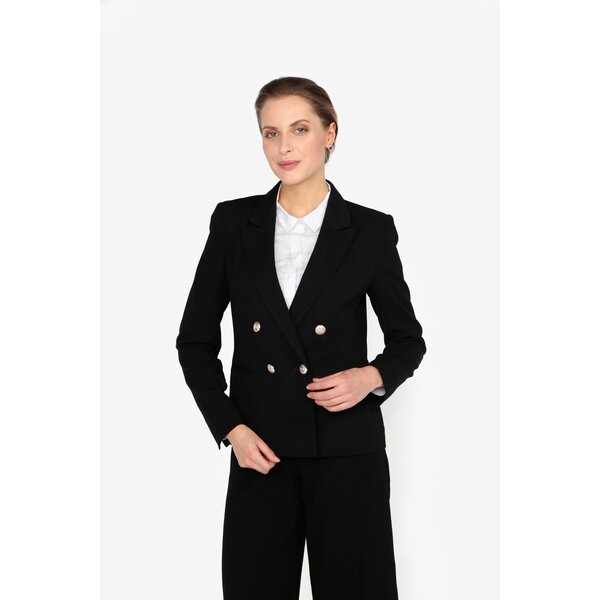 Sacou negru cu umeri intariti si revere - Miss Selfridge