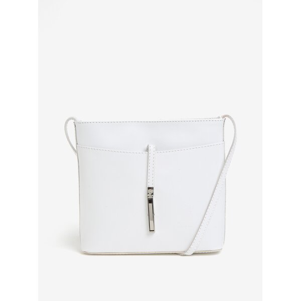Geanta alba crossbody din piele pentru femei - KARA