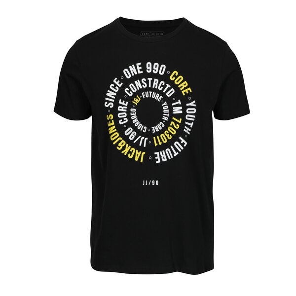 Tricou slim fit negru cu print - Jack & Jones Booster