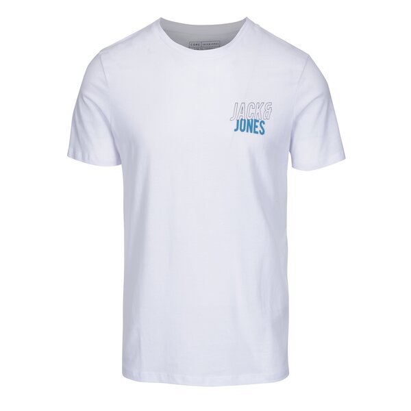 Tricou slim fit alb cu print logo - Jack & Jones Booster