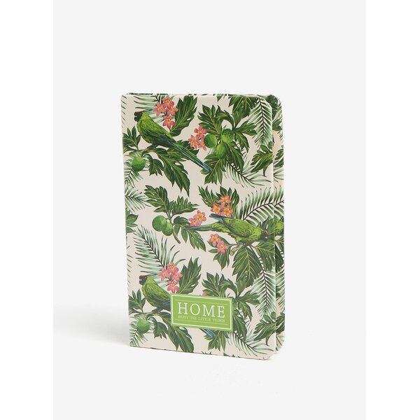 Carnet verde cu print floral si pasari - Kaemingk A6