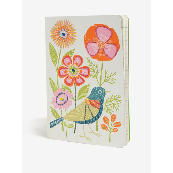 Carnet alb cu print si broderii handmade - Galison