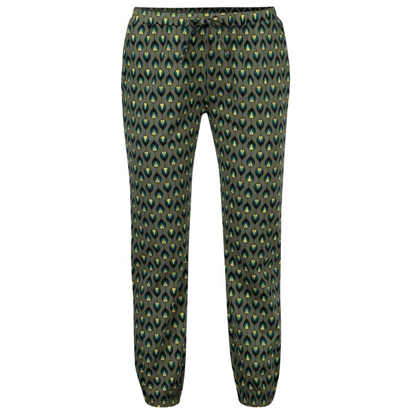 Pantaloni kaki cu print geometric Tranquillo Hebe