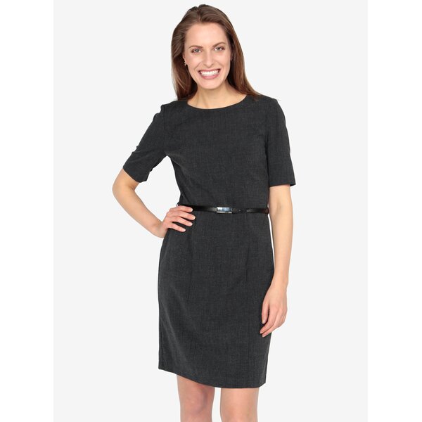 Rochie gri inchis cu decolteu rotund si curea in talie - VERO MODA Olivia