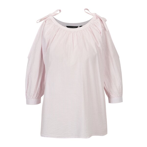 Bluza alba cu model in dungi roz si maneci balon - Dorothy Perkins