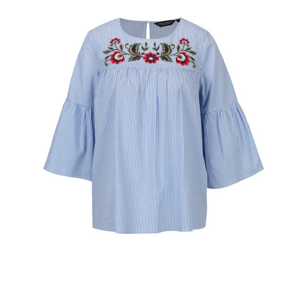 Bluza lejera cu dungi si broderie florala Dorothy Perkins