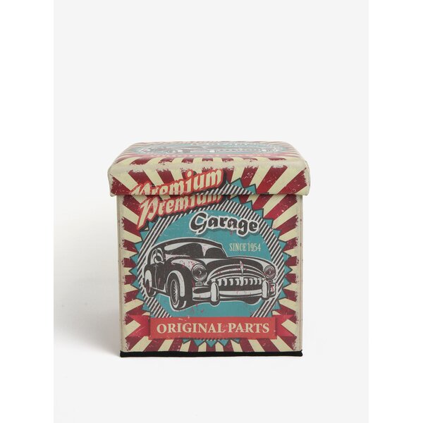 Taburet pentru depozitare cu print retro - Dakls