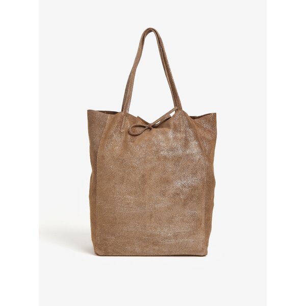 Geanta maro deschis shopper din piele intoarsa ZOOT Glitter
