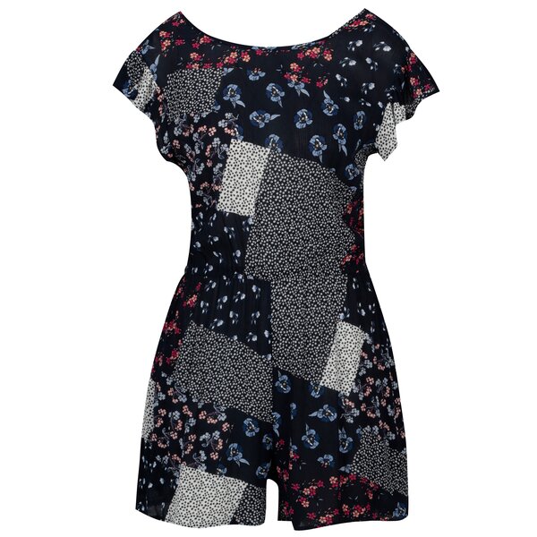 Salopeta bleumarin cu print si volane Dorothy Perkins
