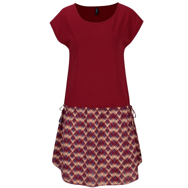 Rochie bordo cu print geometric Tranquillo Phelia
