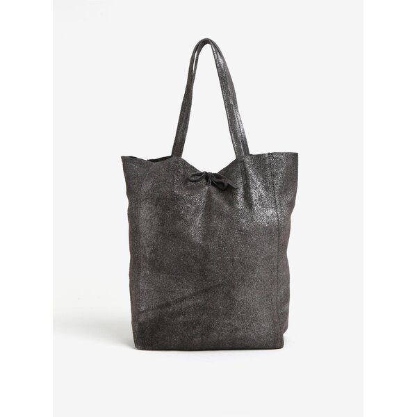 Geanta gri inchis shopper din piele intoarsa ZOOT Glitter