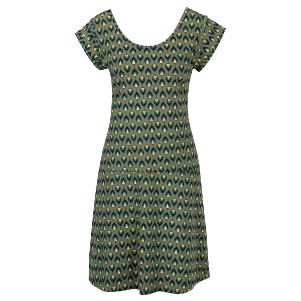 Rochie kaki cu print geometric Tranquillo Asimina