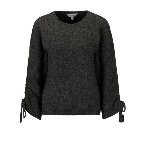 Pulover gri inchis cu maneci cu snur ajustabil - Dorothy Perkins Petite