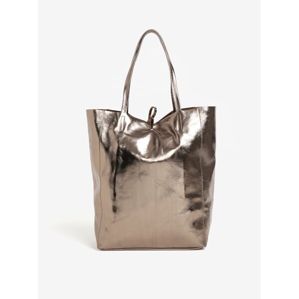 Geanta bronz shopper din piele naturala ZOOT Glitter