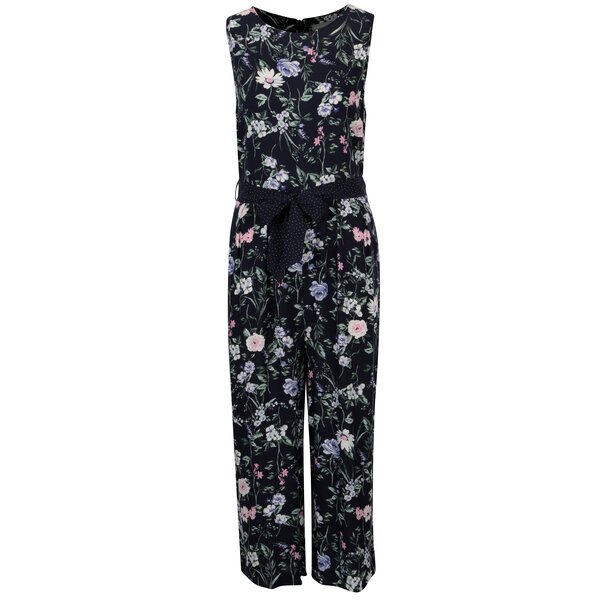 Salopeta bleumarin cu print floral si cordon in talie - Dorothy Perkins Petite