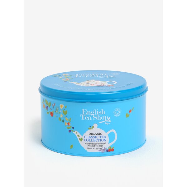 Cutie metalica bleu cu ceai organic asortat - English Tea Shop