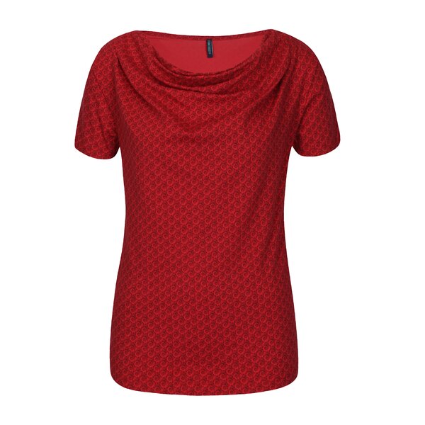 Tricou rosu cu print si decolteu drapat Tranquillo Vitisa