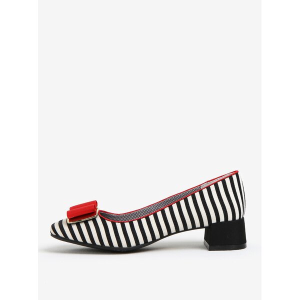 Pantofi alb & negru cu toc mic si funda - Ruby Shoo June