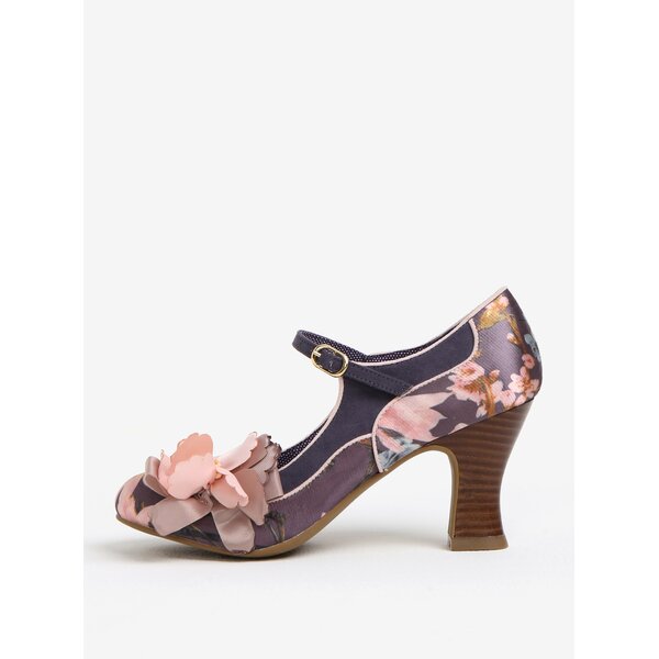Pantofi decupati cu bareta toc si aplicatii florale - Ruby Shoo Madelaine