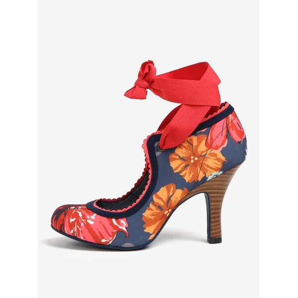 Pantofi decupati cu print si bareta textila pe glezna - Ruby Shoo Willow
