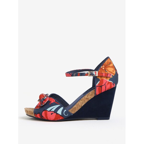 Sandale bleumarin cu print floral si platforma - Ruby Shoo Molly