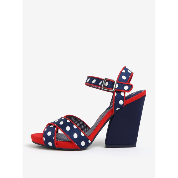 Sandale bleumarin & rosu cu toc inalt si print - Ruby Shoo Evie