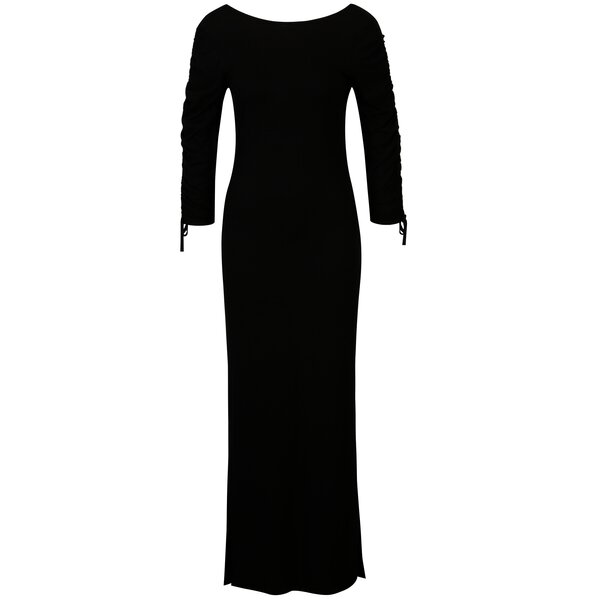 Rochie maxi neagra cu siret pe maneci Dorothy Perkins