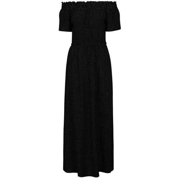 Rochie maxi neagra cu buline si umeri expusi Dorothy Perkins