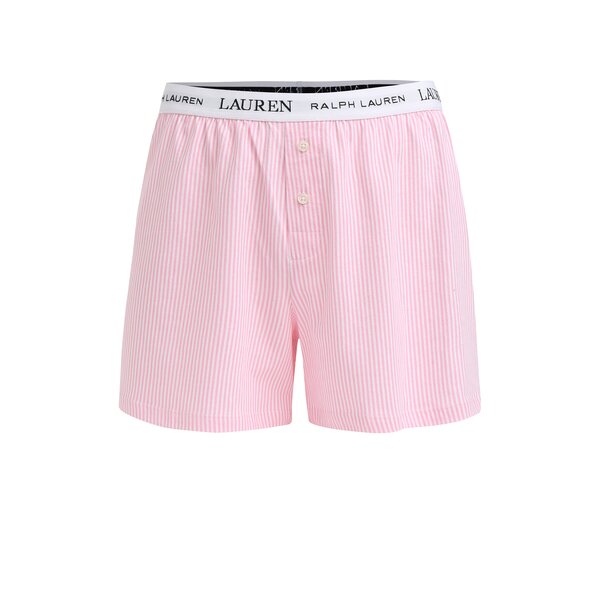 Boxeri clasici din bumbac cu logo si dungi roz & alb - Lauren Ralph Lauren Soft Jersey