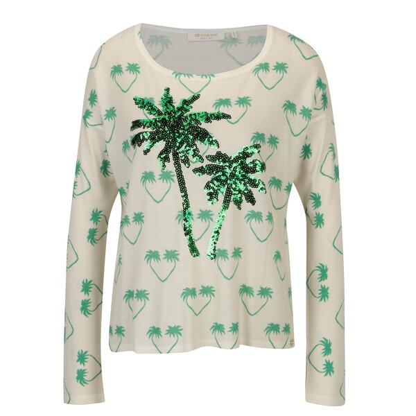 Bluza crem cu print si model din paiete - Rich & Royal