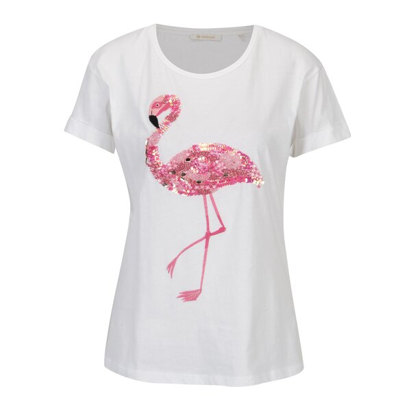 Tricou alb cu strasuri paiete si broderie - Rich & Royal