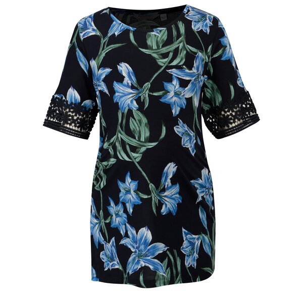 Bluza bleumarin cu print floral si decolteu rotund pentru femei insarcinate - Dorothy Perkins Maternity