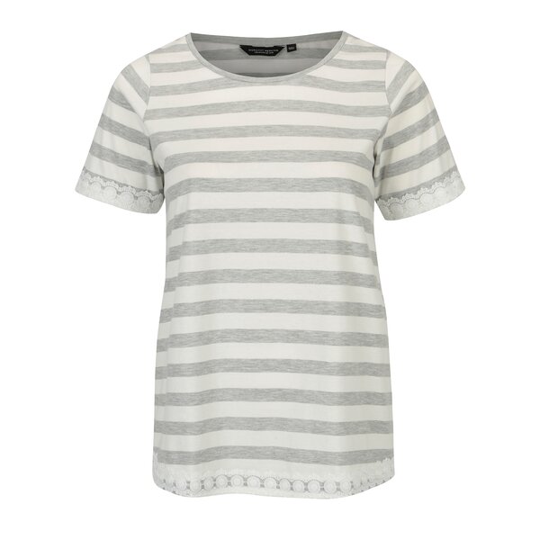 Tricou gri in dungi cu broderie Dorothy Perkins Curve
