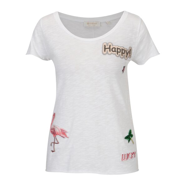 Tricou alb cu strasuri si patch-uri - Rich & Royal