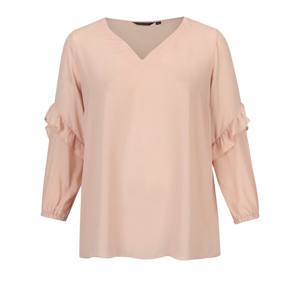 Bluza roz prafuit cu volane pe maneci Dorothy Perkins Curve